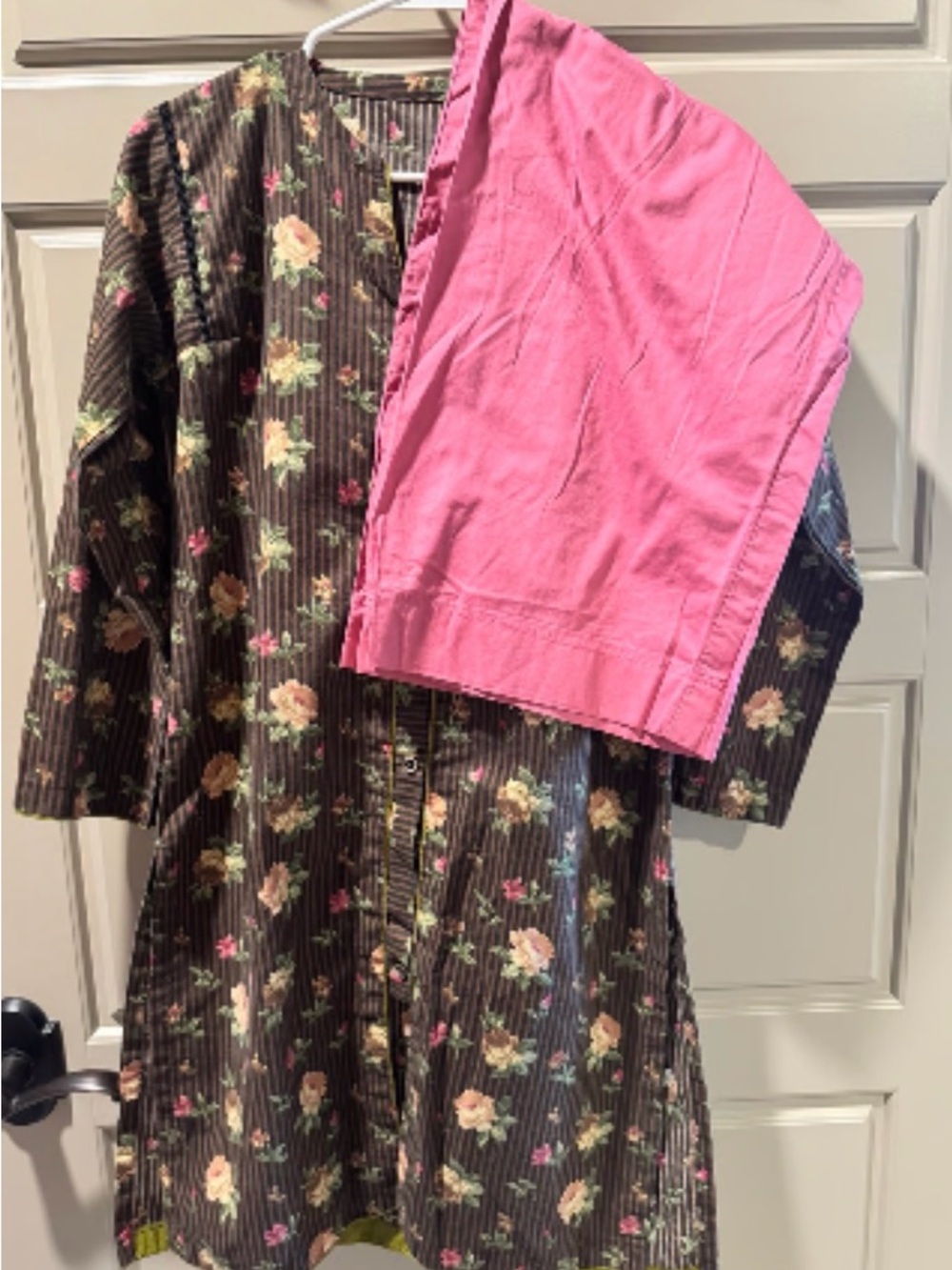 Floral Button-Front Tunic with Pink pant 2 PCs